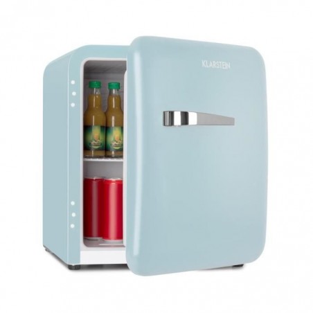 Klarstein Audrey Mini-bar Mini Réfrigérateur pour boisson 48L - température réglable 0 - 10 °C - classe A+ - look rétro bleu