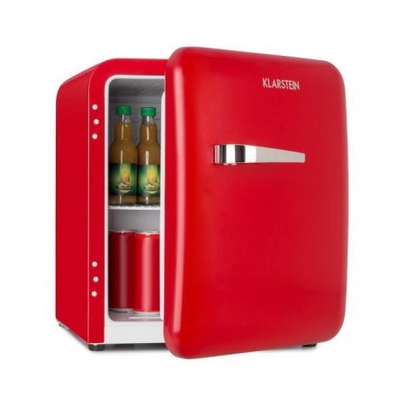 Klarstein Audrey Mini-bar Mini Réfrigérateur pour boisson 48L - température réglable 0 - 10 °C - classe A+ - look rétro rouge