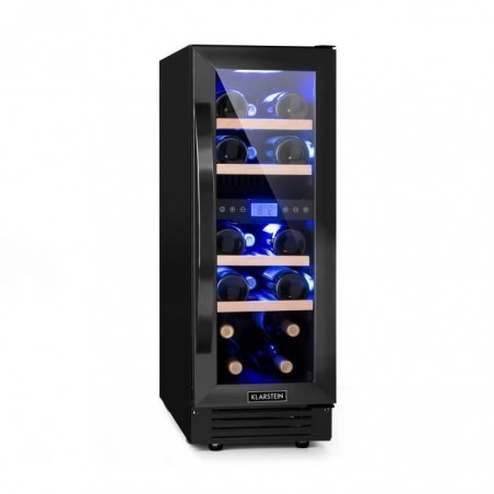 Klarstein Vinovilla Onyx17 Cave à vin réfrigérée 2 zones de température - 53 litres - 17 bouteilles - Classe B - Porte verre