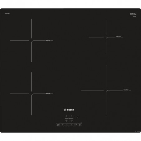 BOSCH PUE611BB1E Plaque de cuisson induction - 4 foyers - 4600 W - L 59,2 x P52,2 cm - Revêtement verre - Coloris noir