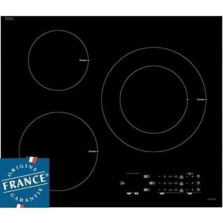 SAUTER SPI6300 Plaque de cuisson induction - 3 zones - 7200 W - L 60 x P 52 cm - Revêtement verre - Noir