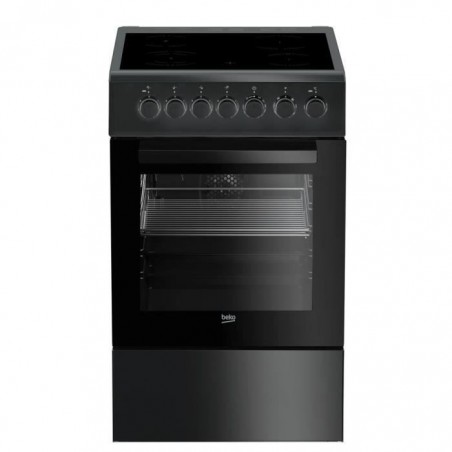 BEKO FSS57100GAC - Cuisinière pose libre - 4 foyers vitrocéramiques - Four convection - 65 L - L 50 x H 85 cm - Gris anthracite