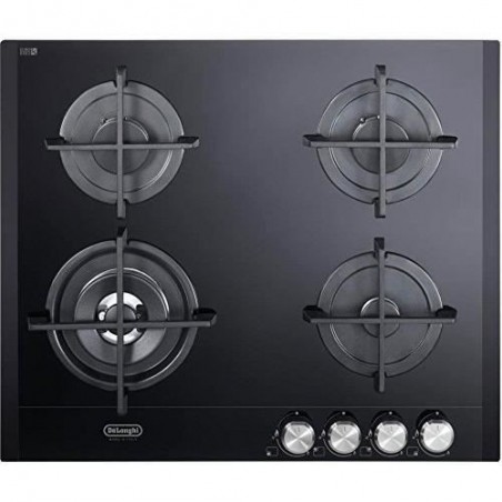 Cuisinière à gaz 4 feux largeur 60 cm grilles en fonte plan en verre trempé