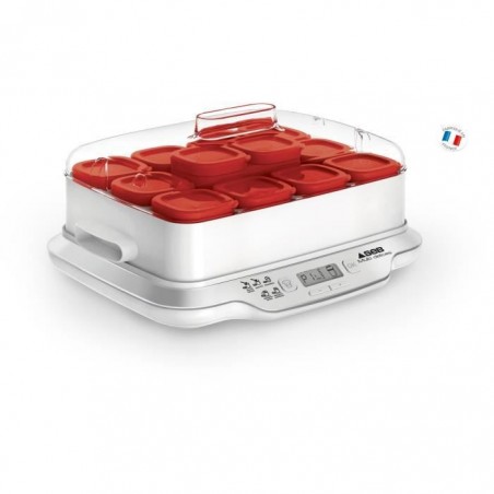 SEB YG661500 Yaourtire Multidélices Express - 5 modes - 12 pots - 4-6 personnes - Blanc et rouge