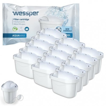 15x WESSPER® Cartouches filtrantes compatible avec Brita Maxtra+, Brita MAXTRA, Dafi UNIMAX, Aquaphor MAXFOR Pack 15