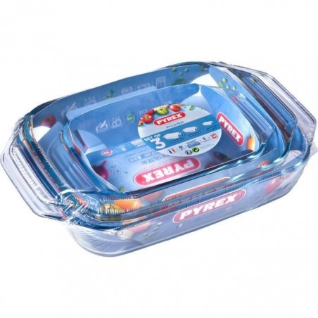 PYREX - Lot de 3 plats à four rectangulaires Irresistible 28x17 cm + 35x23 cm + 39x25 cm