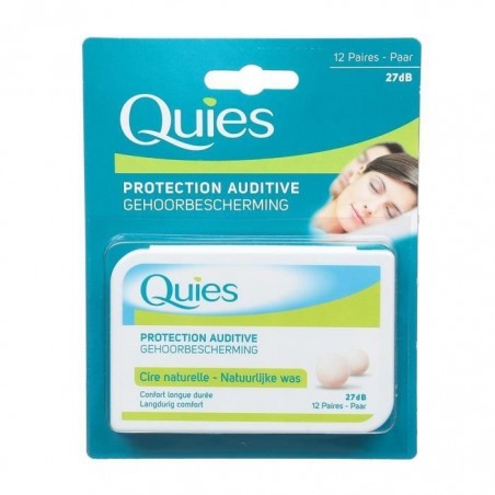 QUIES Boule Protection Auditive - Cire Naturelle - Boîte de 12 paires