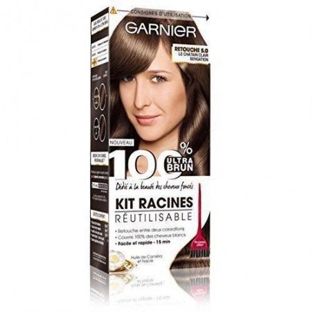 GARNIER - Coloration - Kit Racines réutilisable 100% ULTRA BRUN - 5 LE CHATAIN CLAIR SENSATION