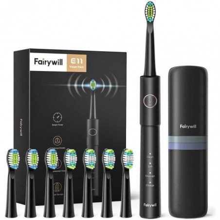 Brosse a dent electrique enfant de plus de 12 ans et adultes avec étui de voyage et 8 brossettes - Brosse à dents sonique