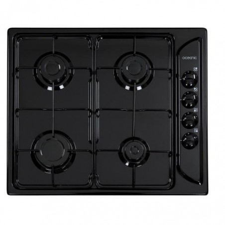 OCEANIC CTG4EB Plaque de cuisson gaz - 4 foyers - 7,05kW - L58xP50cm - Revêtement email - Noir