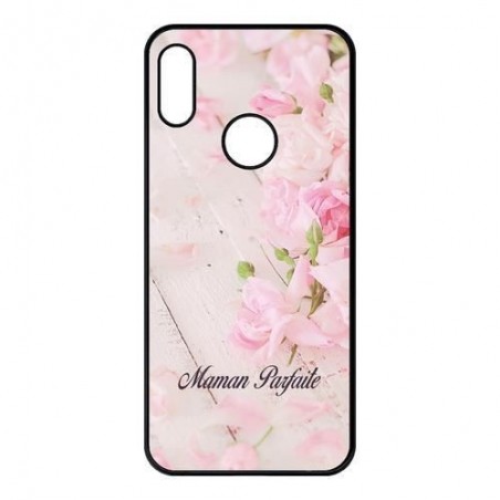 Coque smartphone - MAMAN PARFAITE FLEUR - compatible avec Huawei Y6s 2019 - Plastique - bord Noir