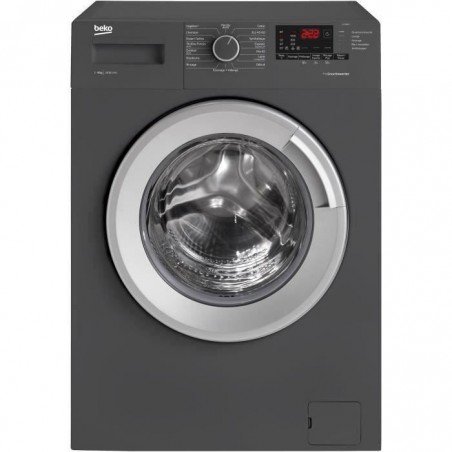 Lave-linge hublot BEKO LLF08A5 - 8 kg - Moteur ProSmart Inverter - 1400 trs-min - Gris anthracite