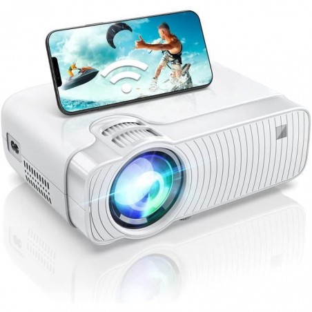 Mini Projecteur Portable WiFi Vidéoprojecteur 720P Natif 1080P Full HD Soutien, Projecteur LED avec HDMI