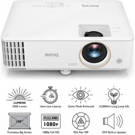 BENQ TH585 - Vidéoprojecteur DLP Full HD (1920x1080) - 3500 lumens ANSI - HDMI, USB - Haut-parleur 10W - Blanc