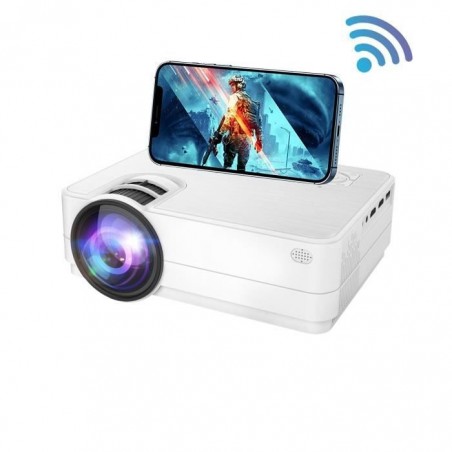 Mini Projecteur Vidéoprojecteur Portable 30000 Heures Multimédia Home Cinéma Projecteur Compatible avec Full HD 1080P TF, USB,