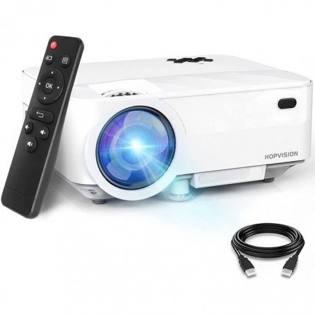 Vidéoprojecteur HOPVISION Rétroprojecteur 6500 Lumens 1080P Télécommande Full HD 240 Display Portable 90000h HDMI-USB-SD-AV-VGA