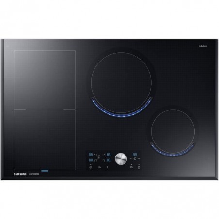 SAMSUNG - Table à induction 80 cm Zone Modulable 4 foyers induction indépendants Technologie Virtual Flame 4 Boosters Commandes