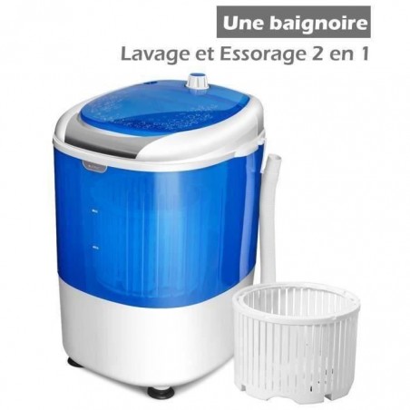 COSTWAY Mini Machine à Laver avec Essoreuse à Cuve Unique 2,5 KG Portable avec Fonction de Chronométrage pour