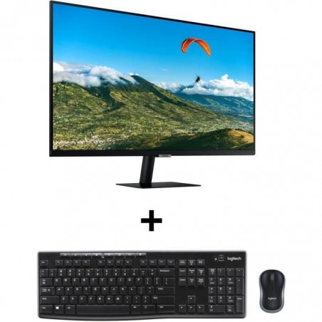 Pack Ecran + Clavier + Souris : SAMSUNG Smart Monitor M5 - 32 FHD + LOGITECH Clavier Souris MK270 - Sans Fil - AZERTY