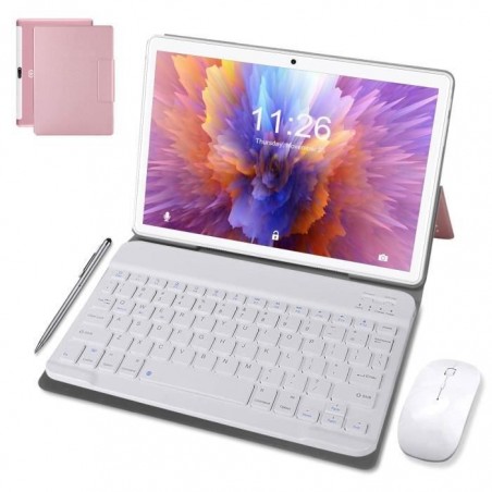 Tablette tactile10 Pouces-4GB+64GB-128 GB-Android 10.0-Dual SIM 4G-GPS-WiFi-Netflix-GMS-Ordinateur 2 En 1-ROSE