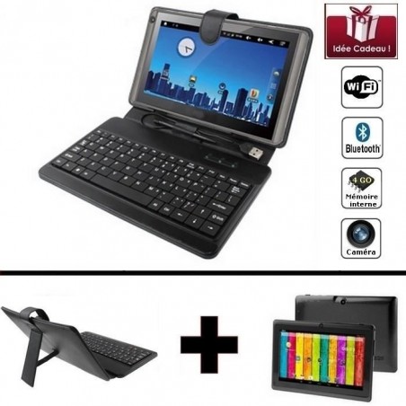 Mega PACK- Tablette noire numérique Wifi 7 pouces + Clavier noir filaire USB