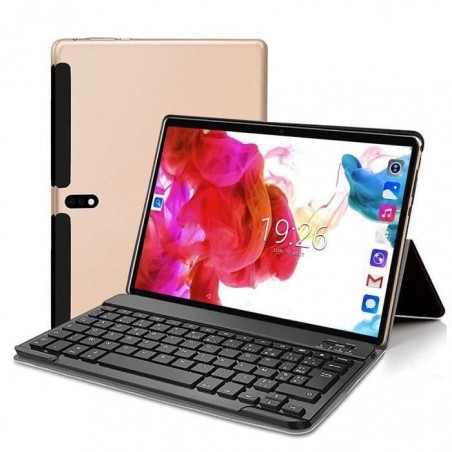 10 Pouces Android 9.0 Pie Ultra-Portable Tablettes- RAM 4 Go | 64 Go Extensible - Batterie 8000mAh - Double SIM et WiFi Clavier