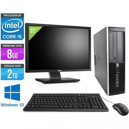 Pc de bureau HP 8200 - i5 2400 -8 Go -2 To- Win 10 + Ecran 22''