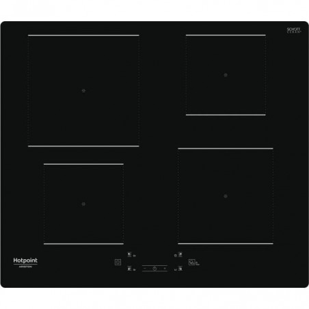 Table de cuisson induction - HOTPOINT - 4 foyers - L60 cm - HQ5660SNE - 7200 W - Rêvetement verre noir