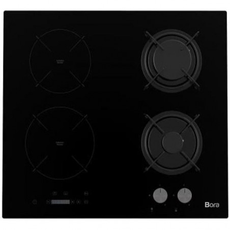 BORA BOTIG64VE - Table de cuisson mixte - 2 foyers - 2300W - L59xP52cm - Revêtement Verre - Noir