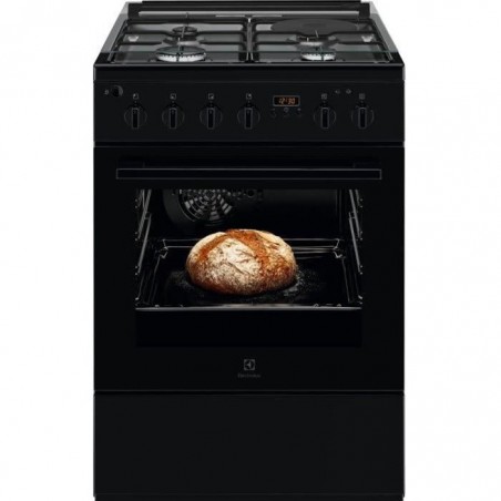 ELECTROLUX LKM624011K - Cuisinire mixte gaz-électrique 4 foyers - Four chaleur brassée - Catalyse - 58L - Classe A - Noir