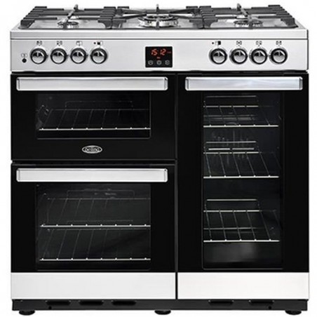 Belling Cookcentre 90DFT, Range cooker, Noir, Acier inoxydable, Rotatif, Toucher, Devant, émail, Cuisinire à gaz