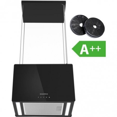 CIARRA A++ Hotte îlot à Recyclage 48cm - 700M3-H - Wi-Fi & Tactile - 4 Vitesses - LED Affichage - Filtre Actif Inclus - Noir