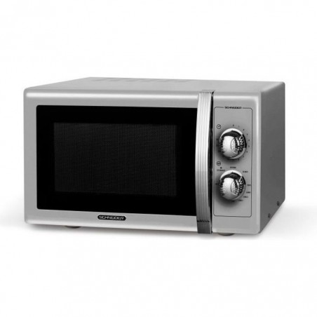 SCHNEIDER - SMW25VMS - Micro-Ondes Grill Vintage - 25 Litres - 900 Watts - Grill 1000 Watts - Coloris Silver