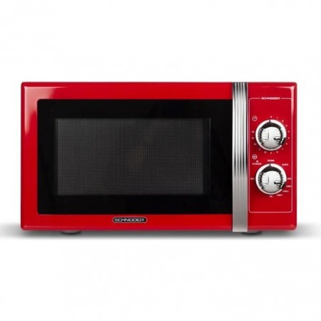 SCHNEIDER - SMW25VMR - Micro-Ondes Grill - Vintage - 25 Litres - 900 watts - Grill 1000 watts - Rouge