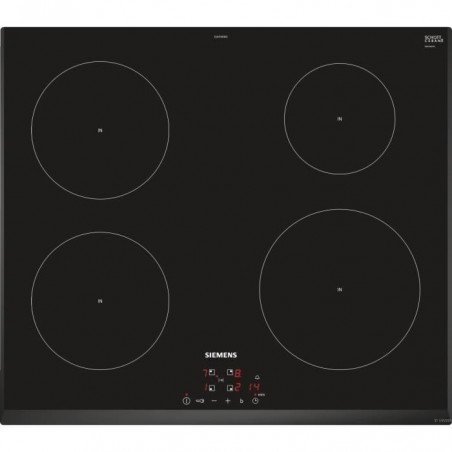 SIEMENS EU651BEB1E Table de cuisson induction - 4 zones - 4600W max - L59,2 x P52,2cm - Revêtement verre - Coloris noir