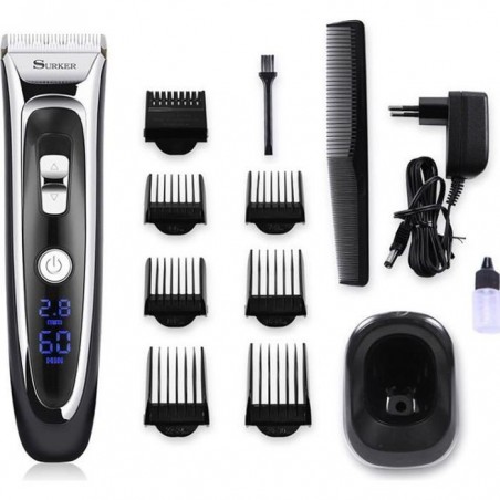 Tondeuse à Cheveux lectrique Imperméable Homme Barbe Rasoir Salon Professionnelle Tondeuse avec cran LCD Sans Fil Rechargeable