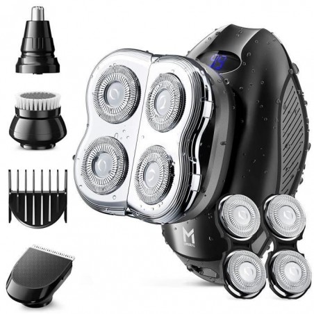 Rasoir lectrique Homme 5D 5 en 1 Wet&Dry à Tête Chauve Tondeuses Barbe Cheveux quatre têtes Rechargeable Cadeau Noël