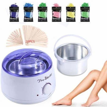 10pcs Appareil Epilation Chauffe-cire chaude Kit Professionnel avec 6kg haricots Wax Warmer Epiler pour corps 200pcs bâton