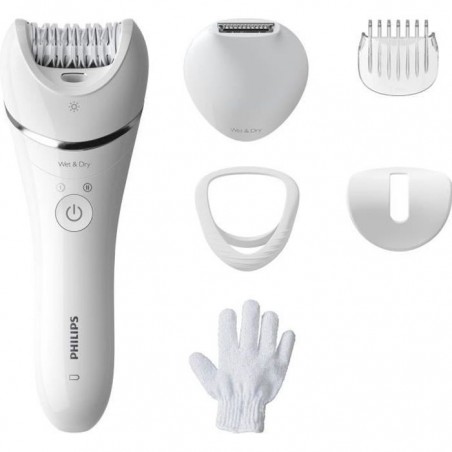 PHILIPS BRE715-00 Epilateur Satinelle Advanced - 6 accessoires - Blanc