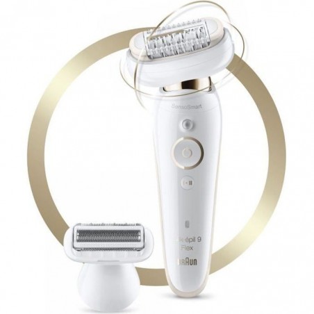 Braun Silk-épil 9 Épilateur Électrique Femme, Une Épilation Longue Durée, Blanc, Tête de Rasoir+Tondeuse, Épilation Sans, 9002