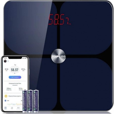 Pèse Personne Impédancemètre ITO, YOUNGDO Balance Connectée, Balance Pèse Personne, 19 Données Corporelles