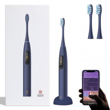 Oclean X Pro Brosse à dents électrique sonique rechargeable,3 têtes de remplacement,écran tactile couleur et gestion APP-bleu