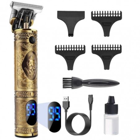 Tondeuse Cheveux Hommes Sans Fil Rasoir Barbe Kit,cran à LED, Rechargeable (Doré) Avec 3 Peignes de Guidage