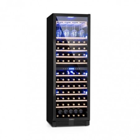 Klarstein Vinovilla Onyx Grande Duo Cave à vin XXL 425 litres - 165 bouteilles - 12 clayettes bois - Classe B - Noir