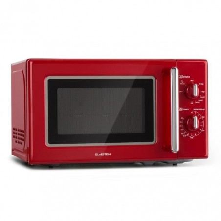 Klarstein Caroline | Four micro-ondes 20L 700 - 1000 W Ø25,6cm | Look rétro | rouge