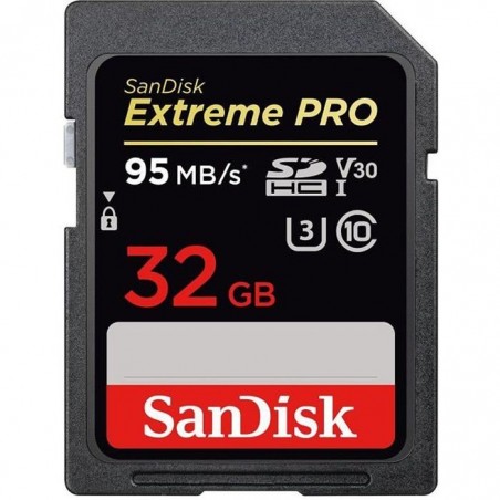 Carte Mémoire SDHC Sandisk Extreme Pro 32 Go jusqu'à 95 Mo-s, Classe 10, U3, V30