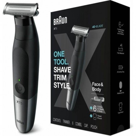 Braun Series XT5 Rasoir Électrique et Tondeuse Hybride Homme, pour visage+corps, Lame Durable et Pochette De Voyage Noir, XT5200