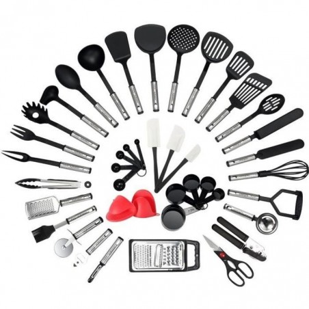 42 PiÃces Kit Ustensiles de Cuisine en Acier Inoxydable, Set d'Ustensiles de Cusine en Silicone, Lot d'Accessoires Cuisine,