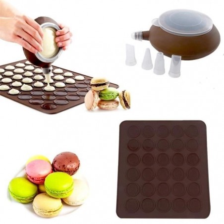 Moule de silicone de cuisson Set de cuisson macaron Moule en silicone avec presse Décoration Stylo de beurre de cuisson outil