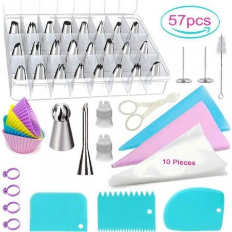 Kit De Décoration De Gâteau Douilles Poche ä Douille Patisserie En Acier Inoxydable DIY Kits Réutilisable Pour Décoration De